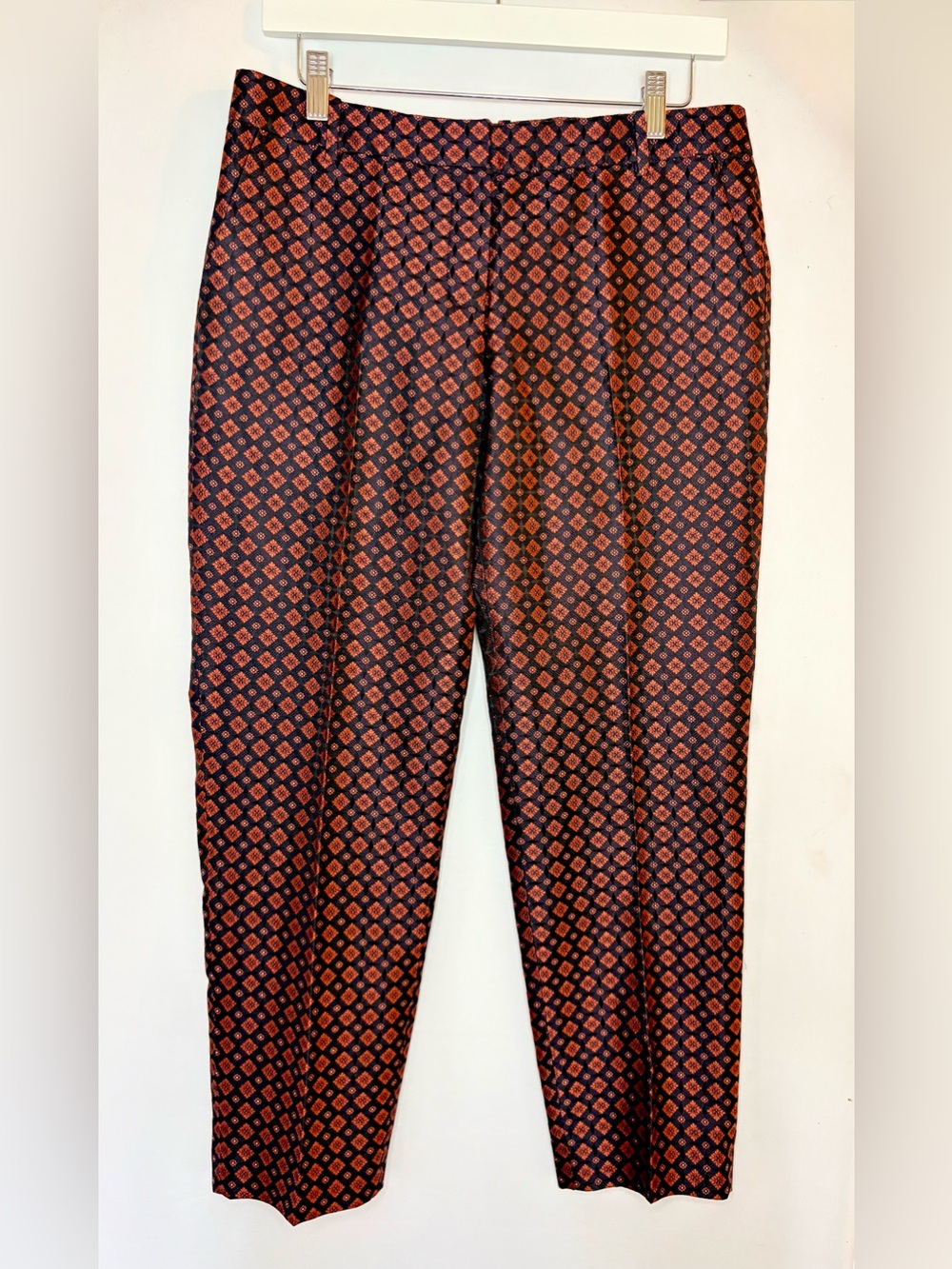 J.Crew Collection 100% Silk Jacquard Café Ankle Pants Size 4